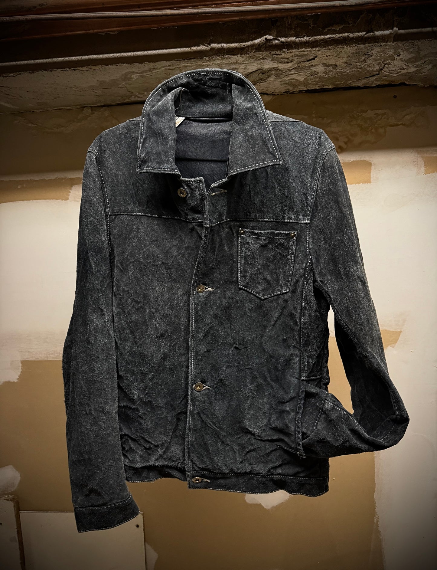 Taichi Murakami AW25 Indigo Hand-Dyed Reverse Calf Leather Work Jacket