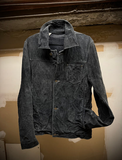 Taichi Murakami AW25 Indigo Hand-Dyed Reverse Calf Leather Work Jacket