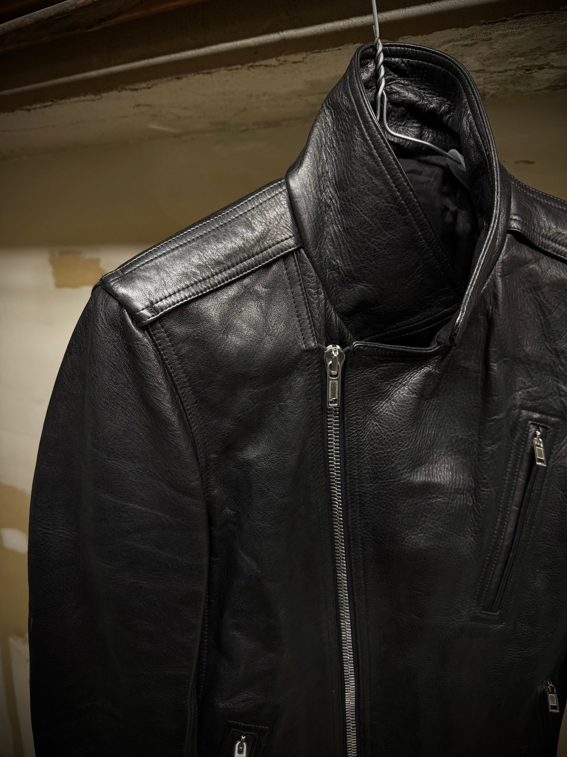 Rick Owens SS17 "WALRUS" Stooges Calf Leather Rider Jacket detail | DRIEW GARMENTS