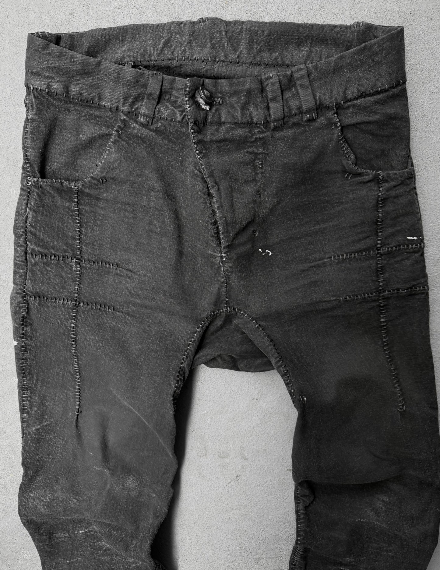 Boris Bidjan Saberi AW21 ‘P13-HS-TF FKU10001’ Dark Grey Stone Dyed Hand Stitch Denim