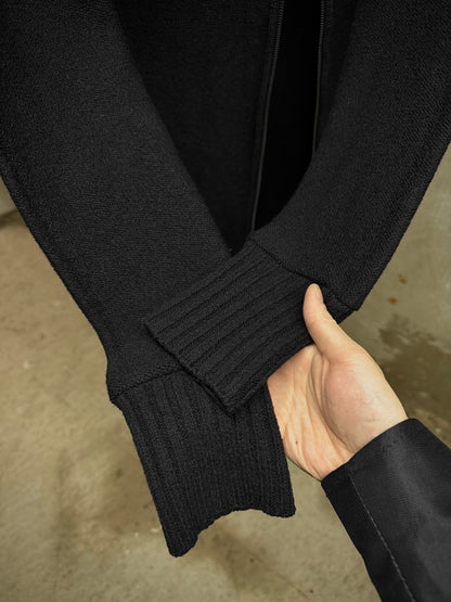 MD75 Asymmetric Funnel Neck Zip Up Wool Knit Sweater detail | DRIEW GARMENTS