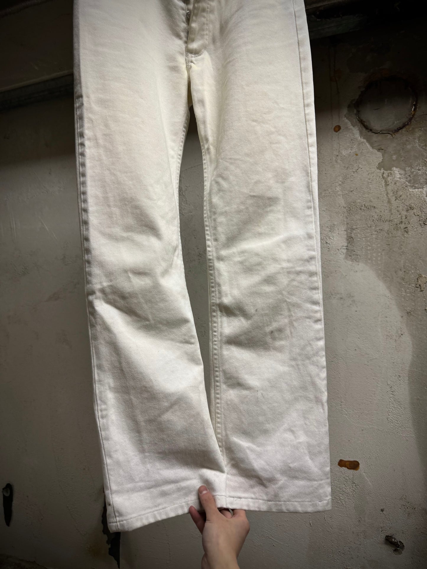 Helmut Lang Early 00s 'Classic Cut' Vintage White Flare Denim