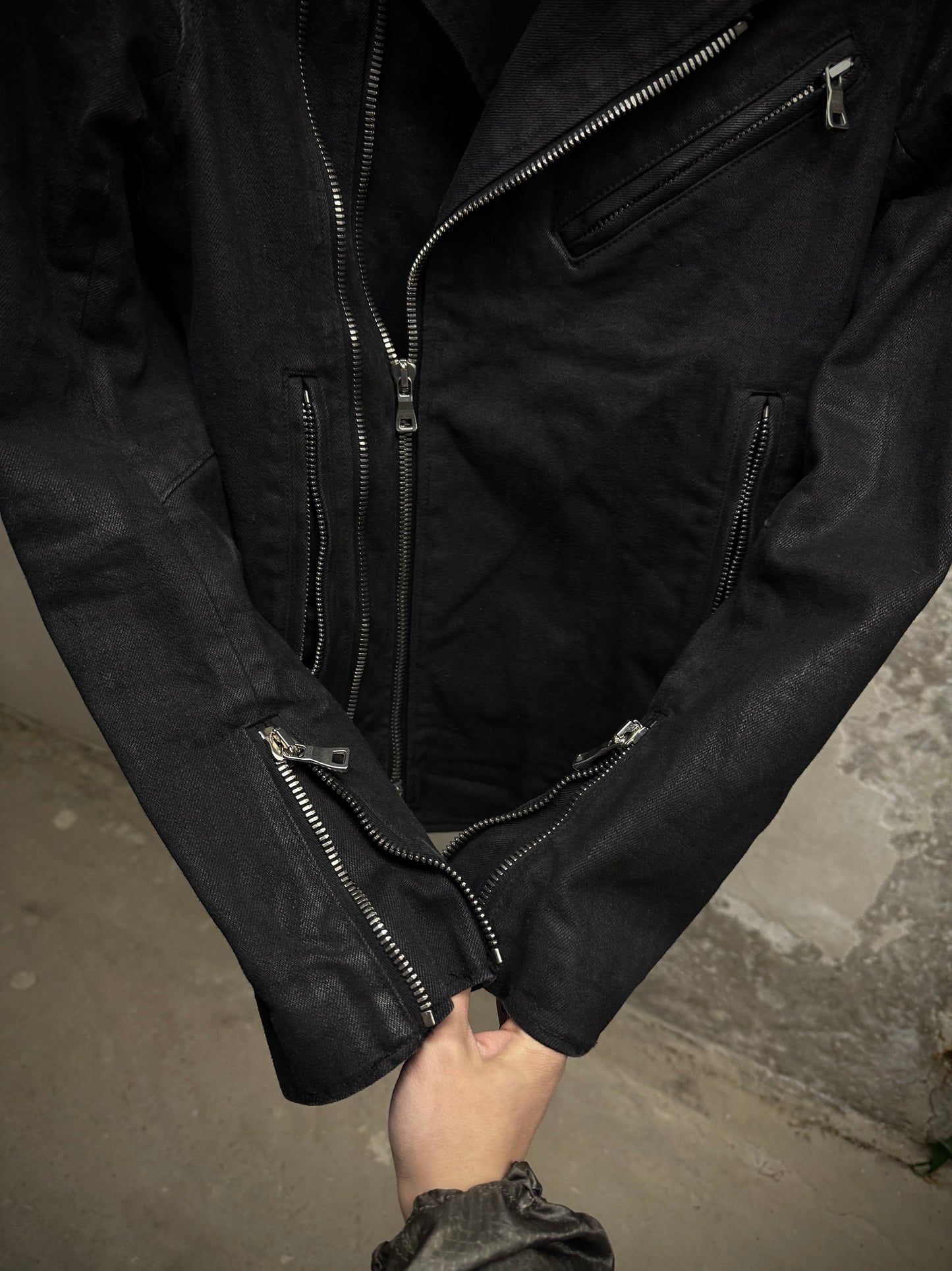 BALMAIN by Olivier Rousteing SS15 Waxed Denim Perfecto Rider Jacket