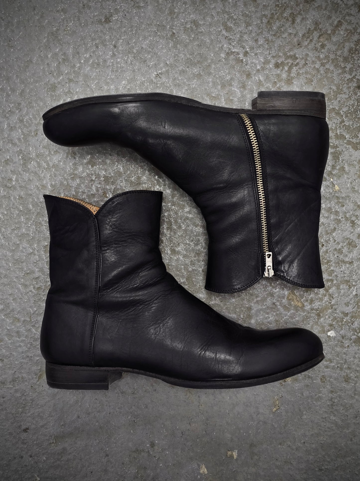 Reinhard Plank Side Zip Cow Leather Western Boots detail | DRIEW GARMENTS