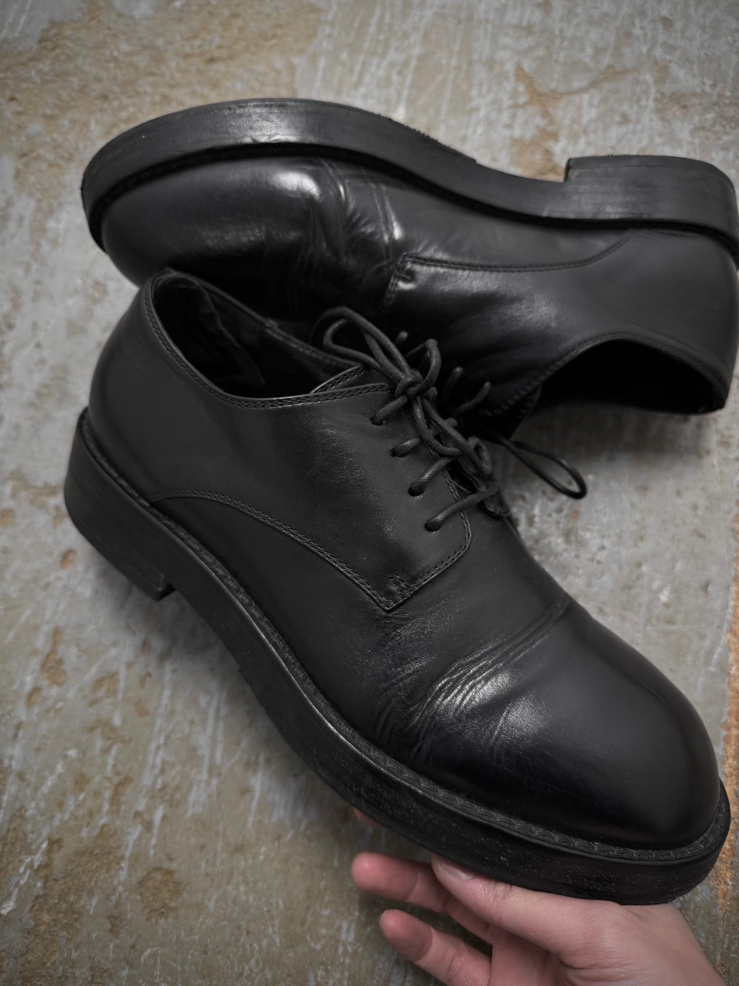 Ann Demeulemeester AW21 'Olivier' Cow Leather Derbies detail | DRIEW GARMENTS
