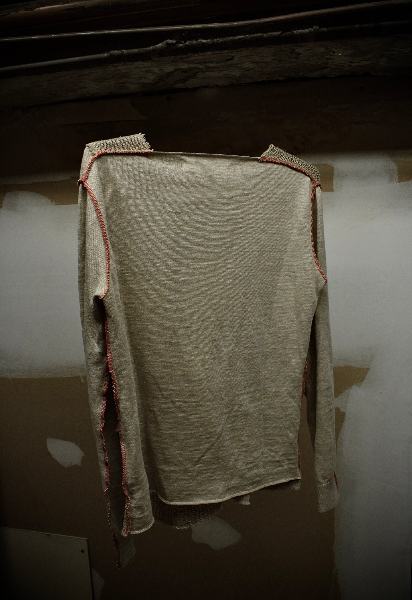 Junya Watanabe SS03 Beige Patchwork Linen Knit Long-sleeve detail | DRIEW GARMENTS