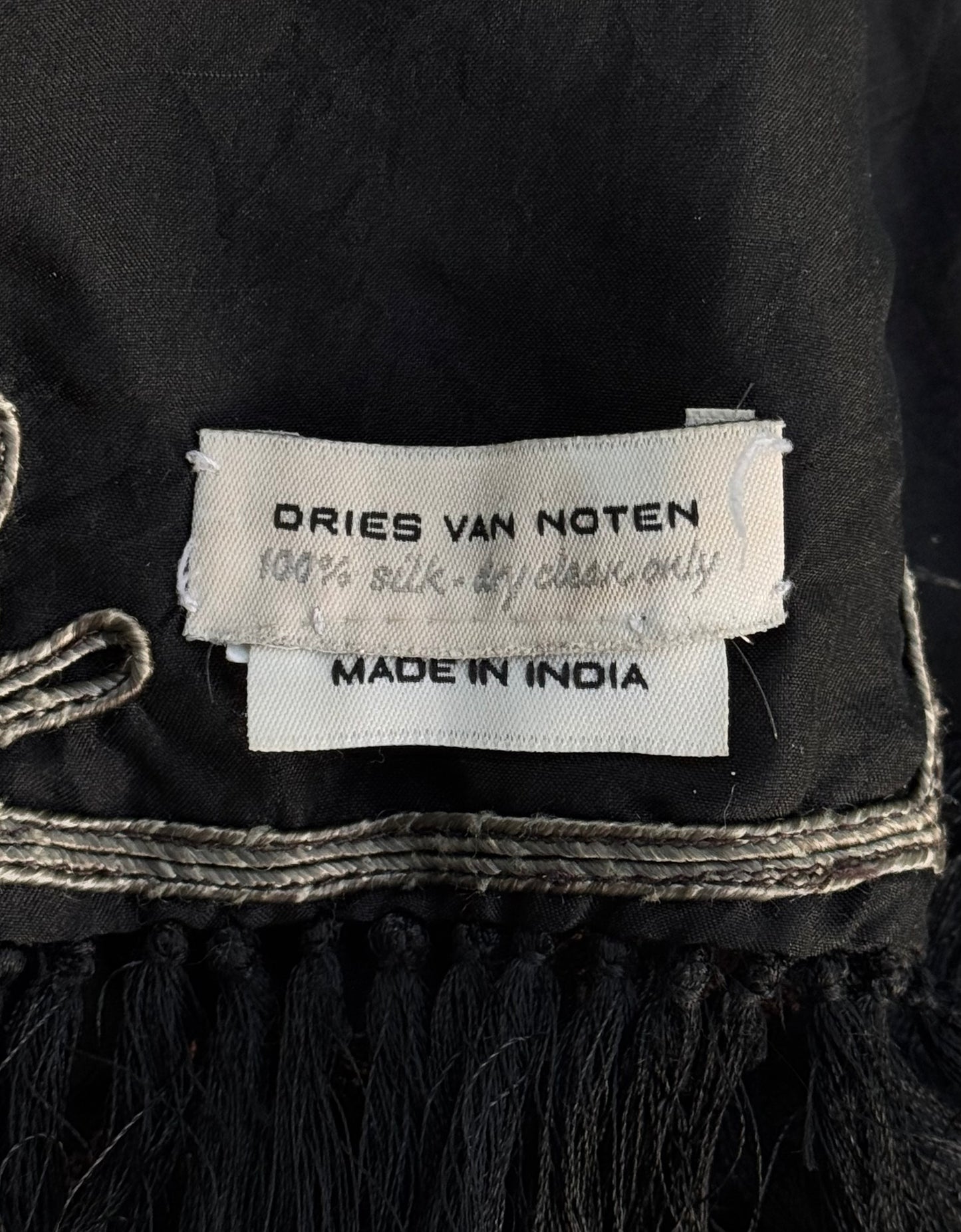 Dries Van Noten Embroidered Frayed Silk Scarf