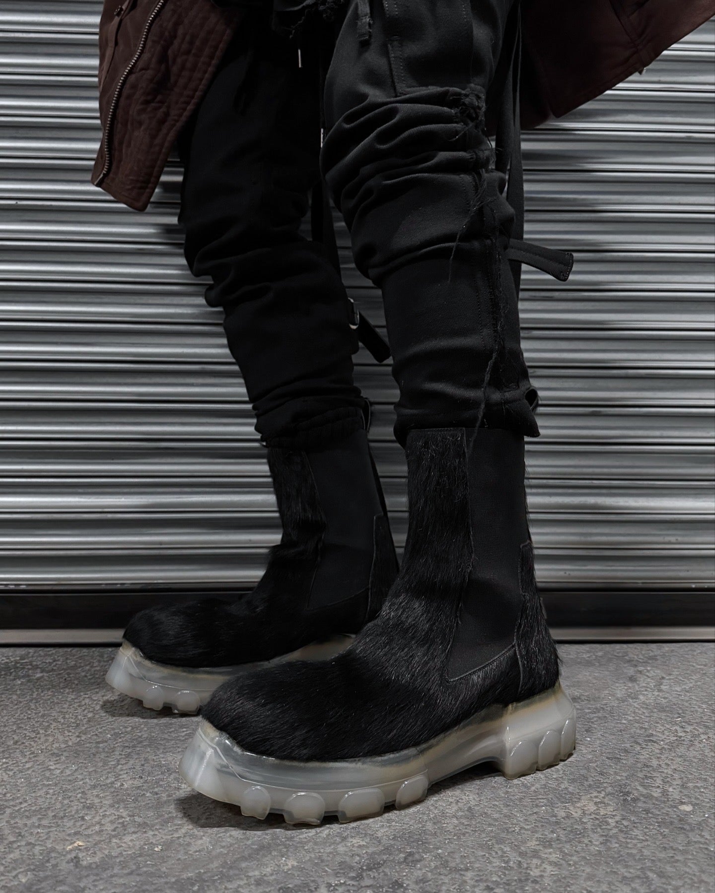 Rick Owens SS22 “STROBE” Pony-hair ‘Bozo’ Tractor Boots