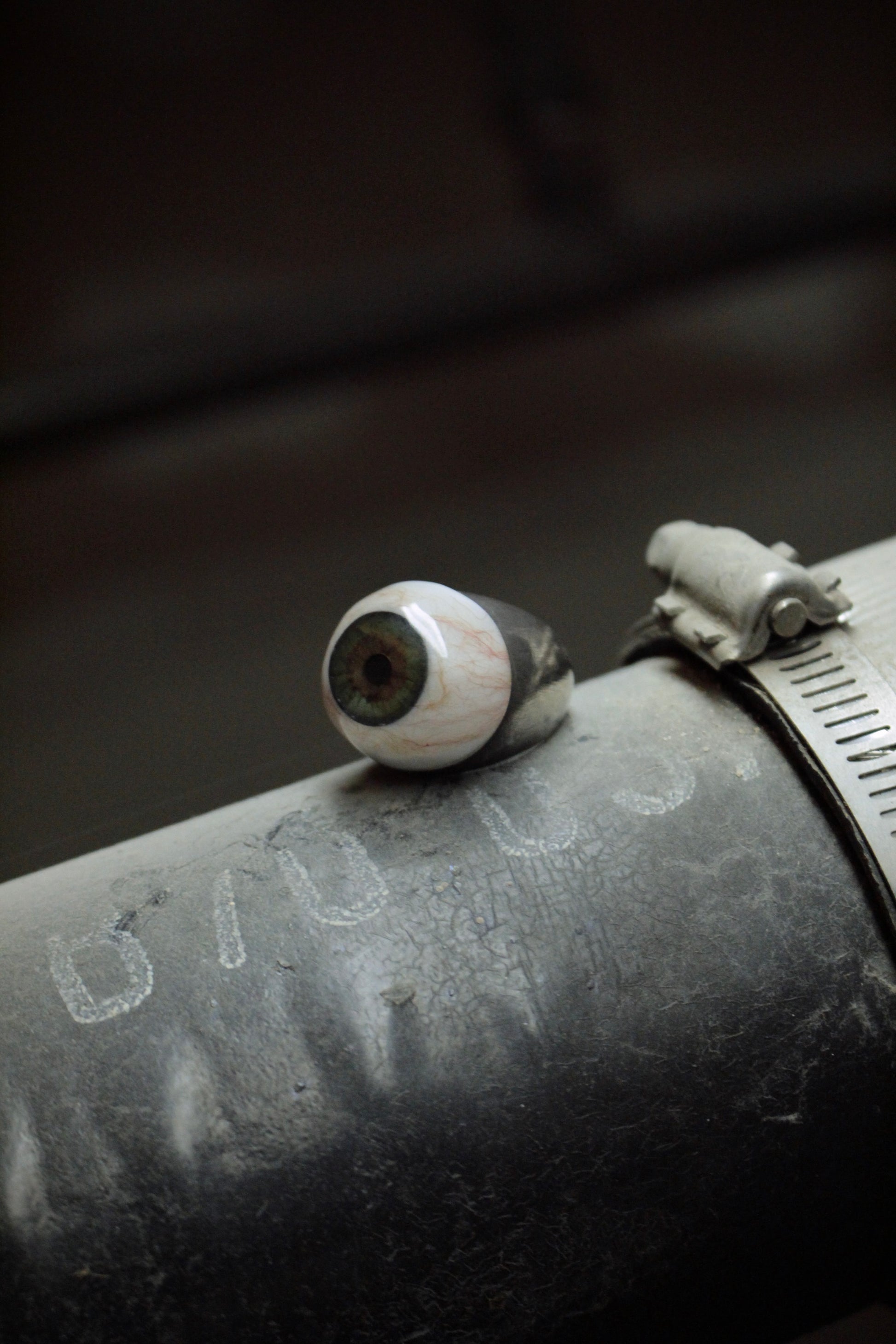 Carol Christian Poell 'MM/2144' Red Prosthetic Eye Silver Ring detail | DRIEW GARMENTS