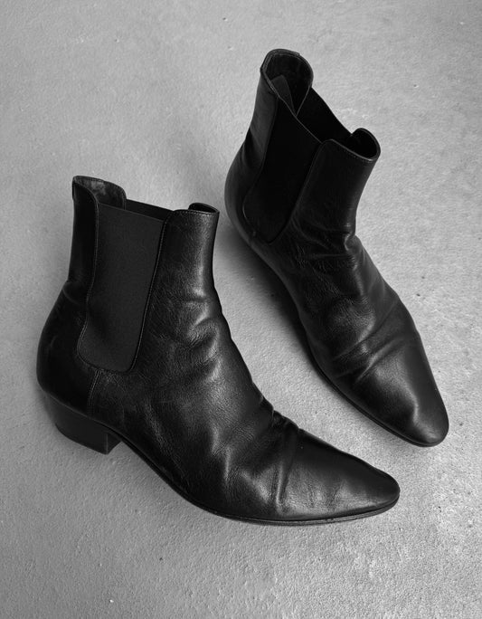 Saint Laurent Paris AW19 Leather 40mm ‘Vassili’ Ankle Chelsea Boots