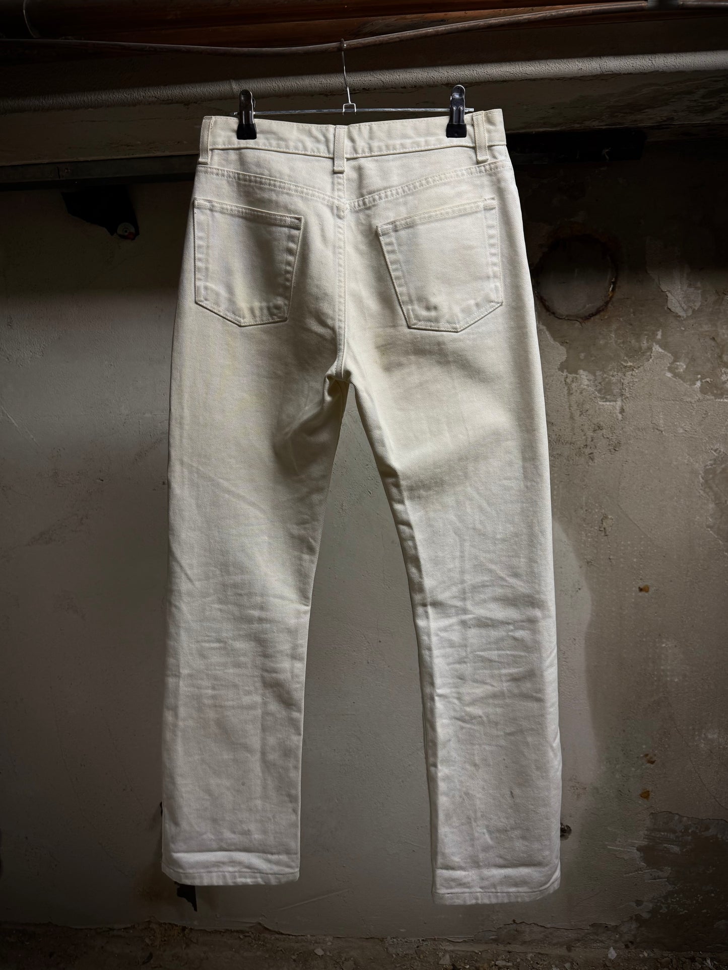Helmut Lang Early 00s 'Classic Cut' Vintage White Flare Denim