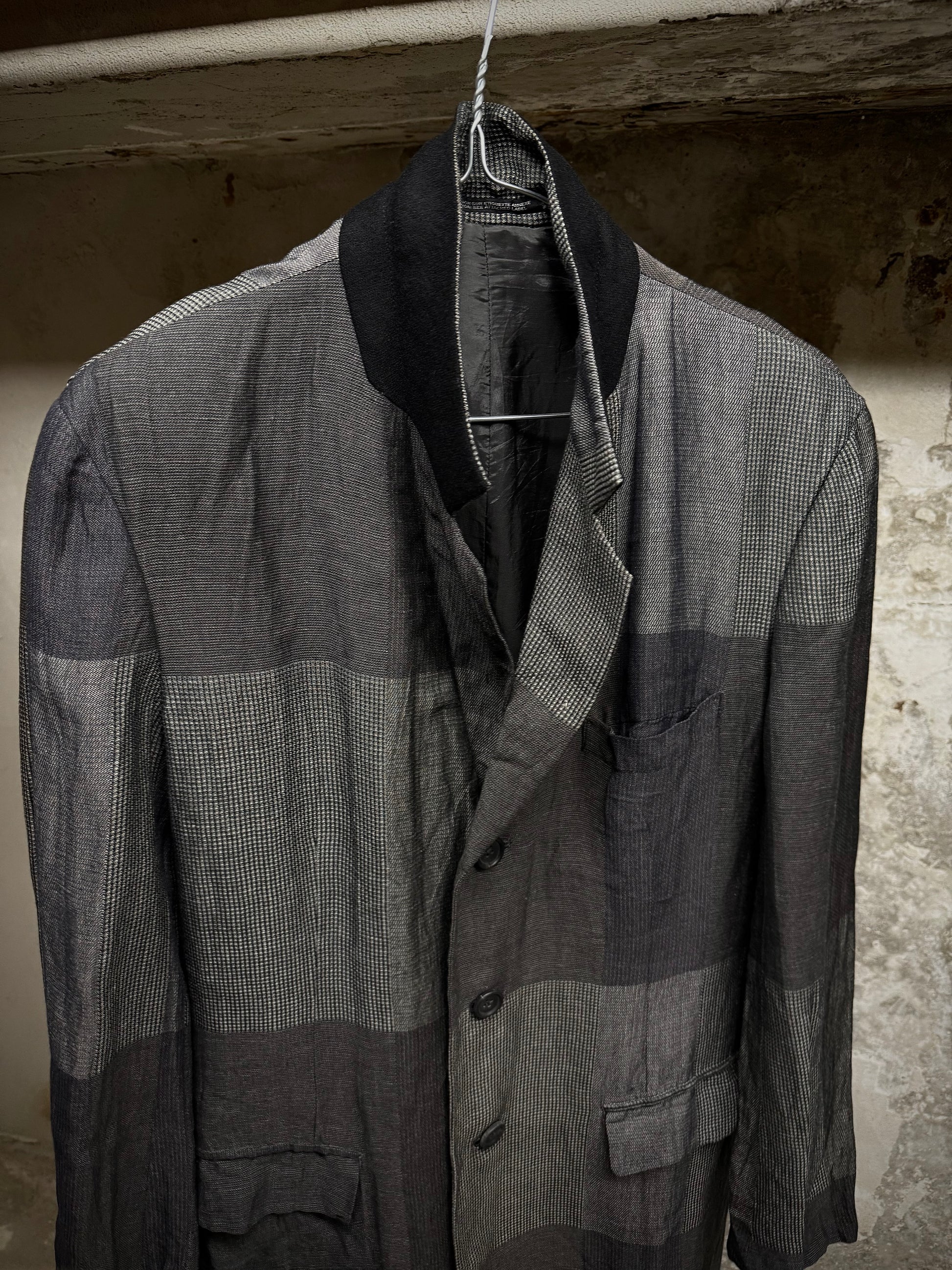 Yohji Yamamoto *SAMPLE* Yohji Yamamoto POUR HOMME BLACK Scandal SS20 Linen Ramie Doctor Coat detail | DRIEW GARMENTS