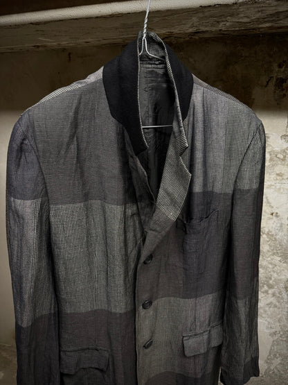 Yohji Yamamoto *SAMPLE* Yohji Yamamoto POUR HOMME BLACK Scandal SS20 Linen Ramie Doctor Coat detail | DRIEW GARMENTS