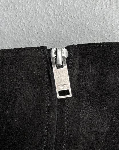 Saint Laurent Paris AW16 Black Suede Leather ‘Wyatt’ Buckle Boots