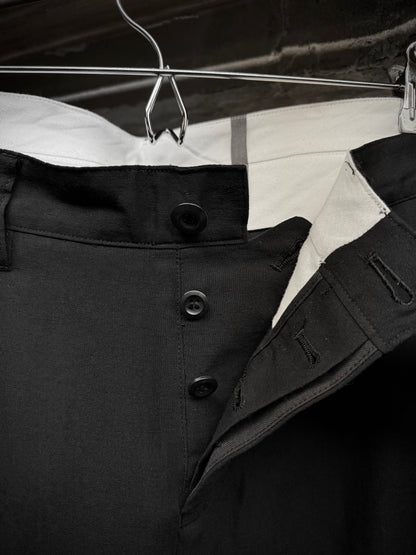 Attachment by Kazuyuki Kumagai Black Wool Linen Classic Dress Pants detail | DRIEW GARMENTS