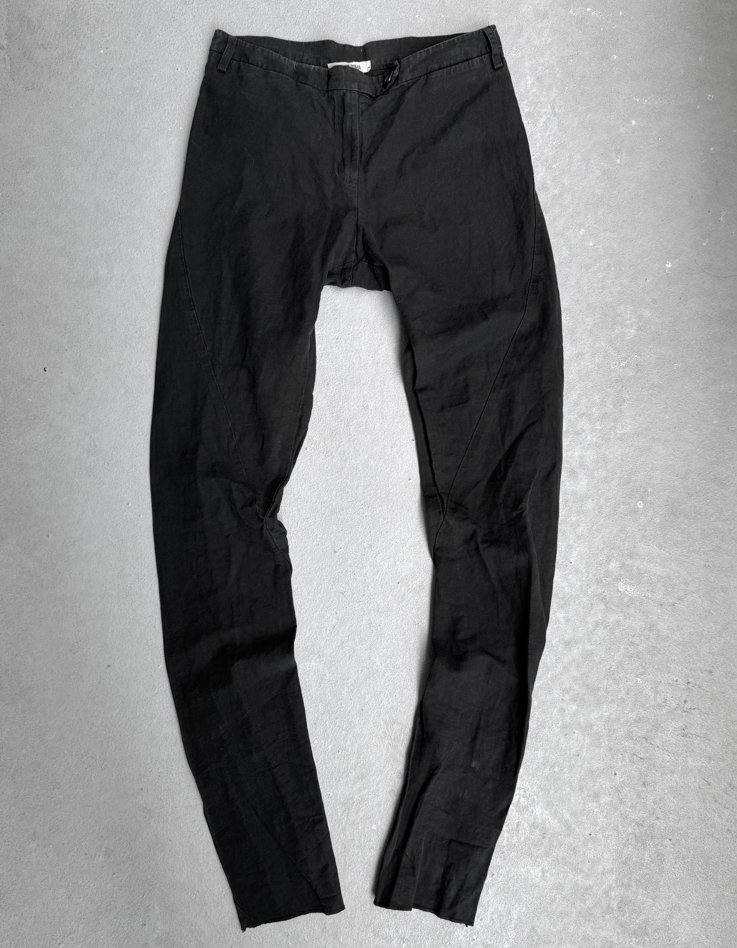 DAMIR DOMA Black Linen Twisted Leg Skinny Trousers
