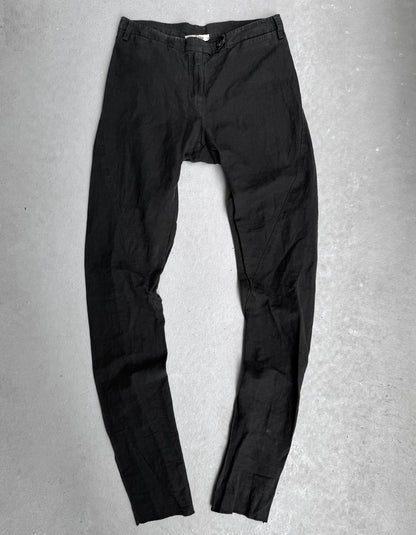 DAMIR DOMA Black Linen Twisted Leg Skinny Trousers
