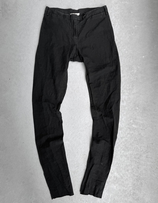 DAMIR DOMA Black Linen Twisted Leg Skinny Trousers