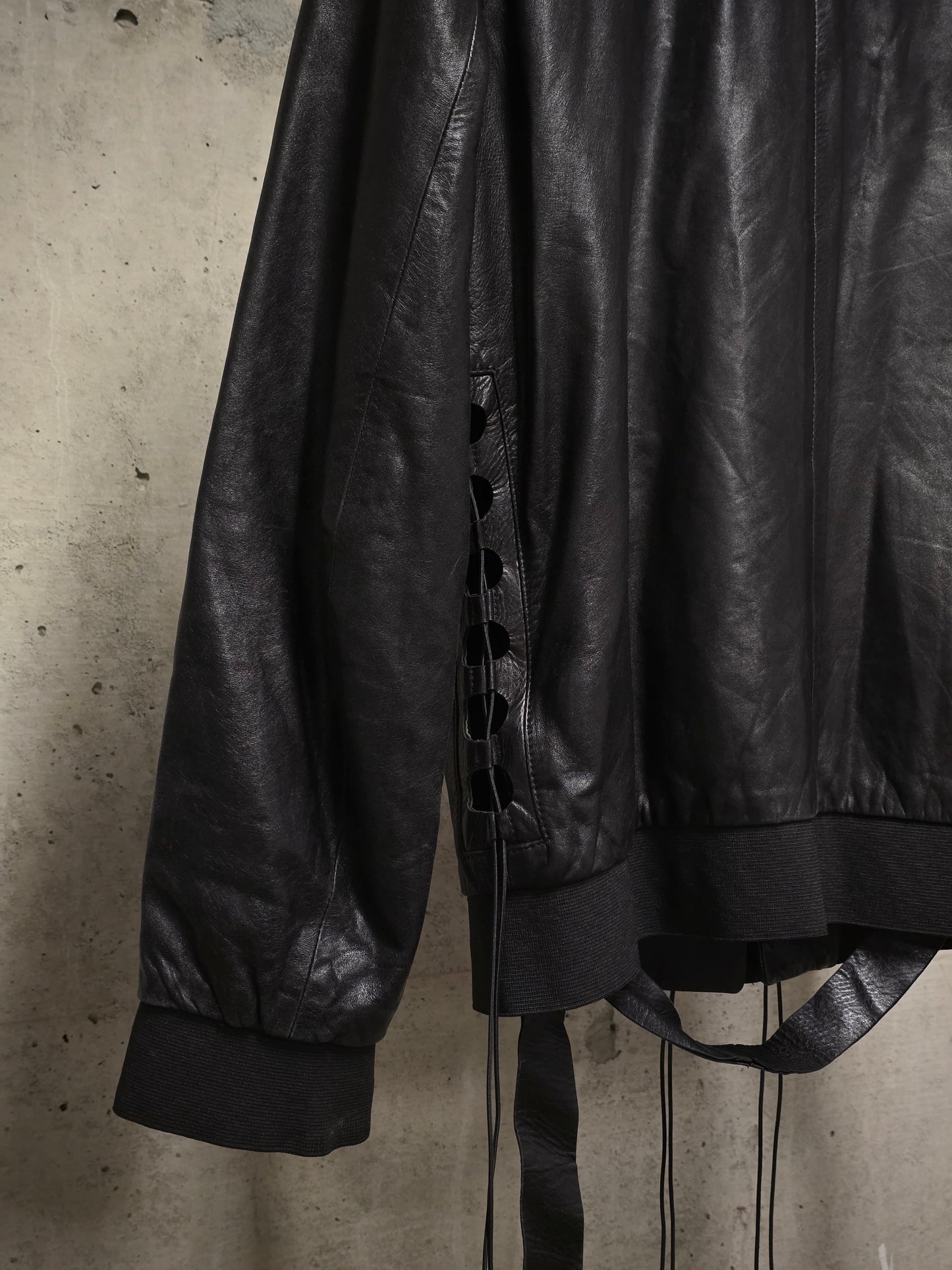 *SAMPLE* Helmut Lang SS01 Bungee Cord Cut Out Lambskin Leather Jacket
