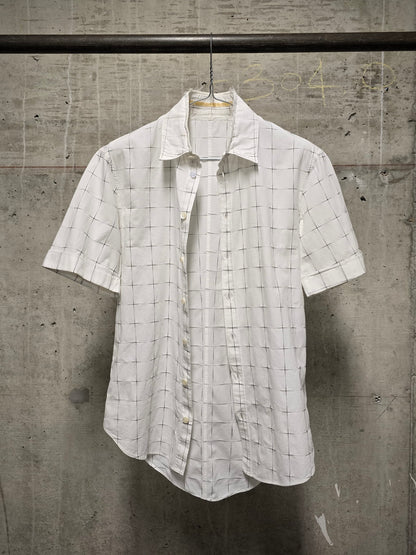 Carol Christian Poell 00s Threaded Check Pattern White Short Sleeve Button-Up Shirt