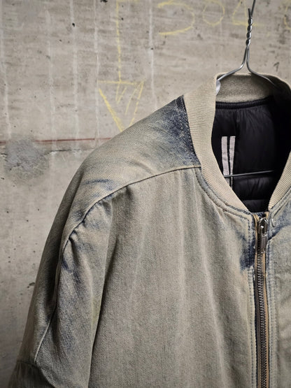 Rick Owens AW23 "LUXOR" PEARL ACID DEGRADE Jumbo Peter Flight Padded Denim Jacket