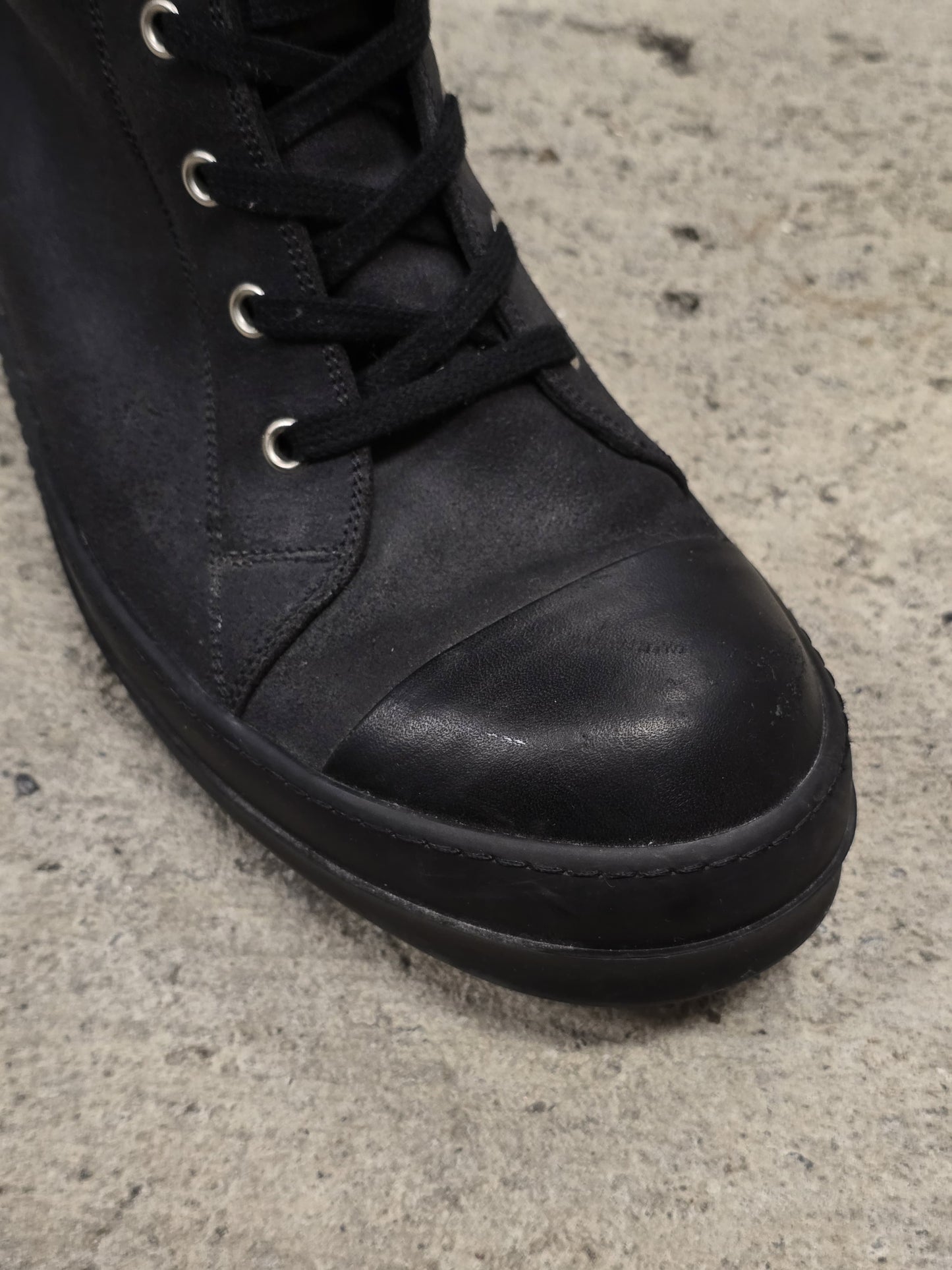 Rick Owens AW12 “MOUNTAIN” Reverse Cow Leather High Top Ramones Sneakers