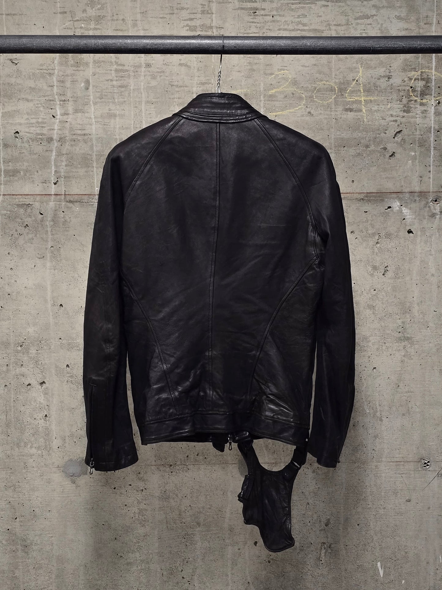Julius_7 SS10 “neurbanvölker;” Dark Brown Gas-Mask Holster Lambskin Leather Jacket