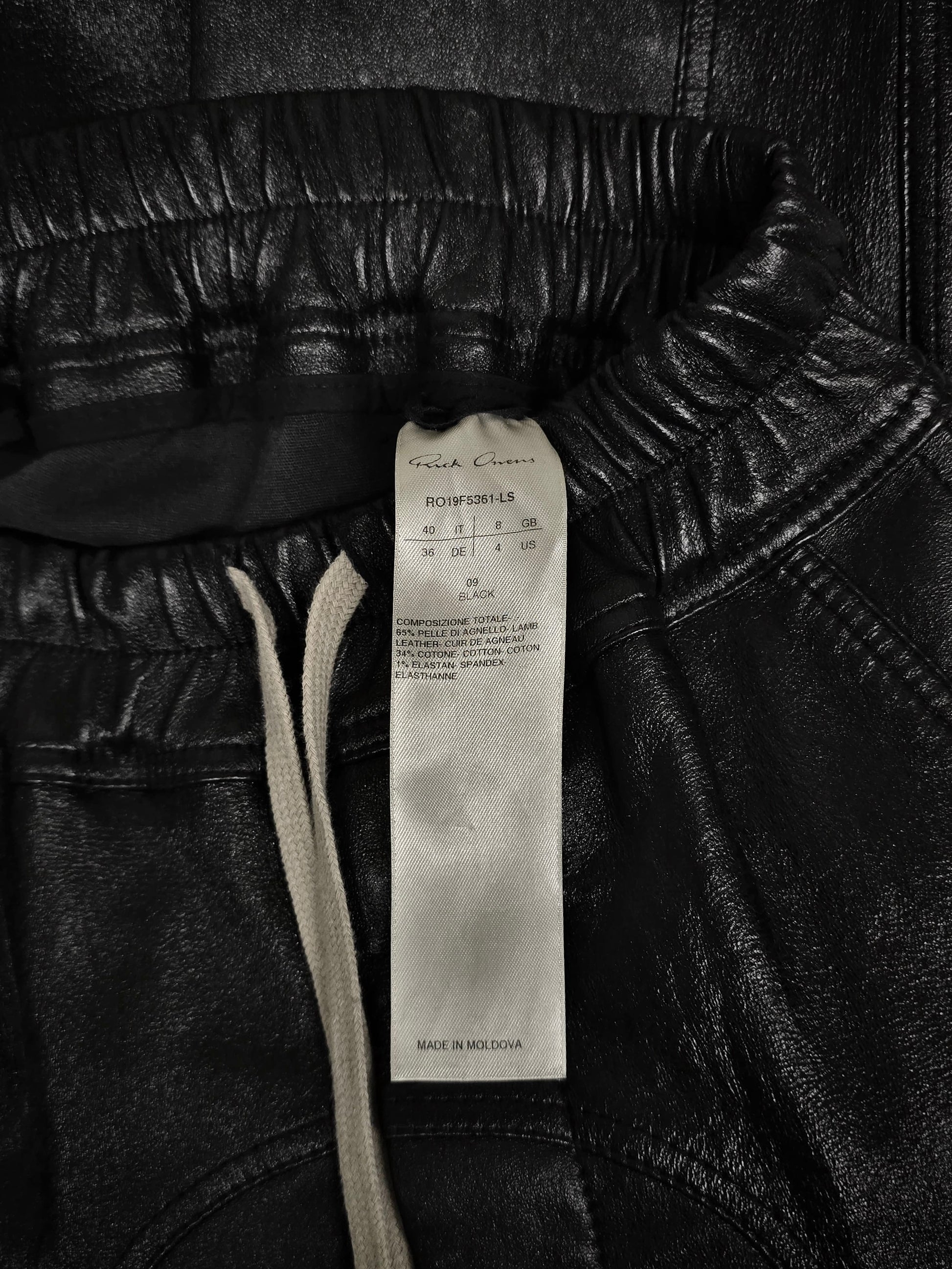 Rick Owens AW19 "LARRY" Lambskin Leather Stretch Cargo Joggers detail | DRIEW GARMENTS