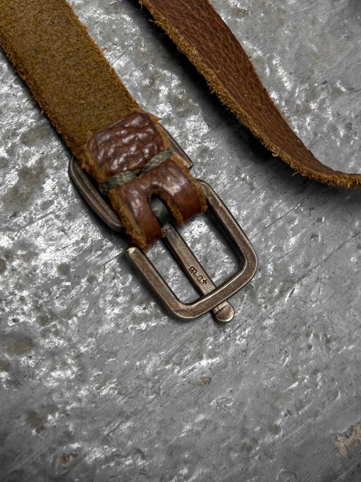 m.a+ by Maurizio Amadei 'ES21A' BI 3.0 S-Buckle Cross Studded Skinny Leather Belt detail | DRIEW GARMENTS