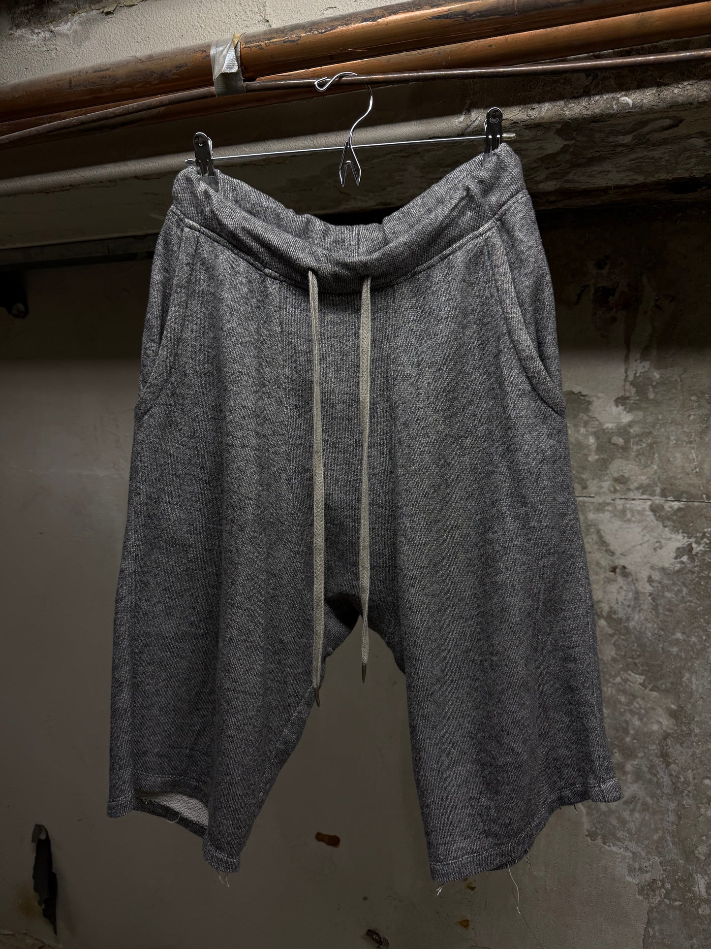 14thAddiction Early 00s Grey French Terry Drop-crotch Shorts | Archive Fashion Toronto