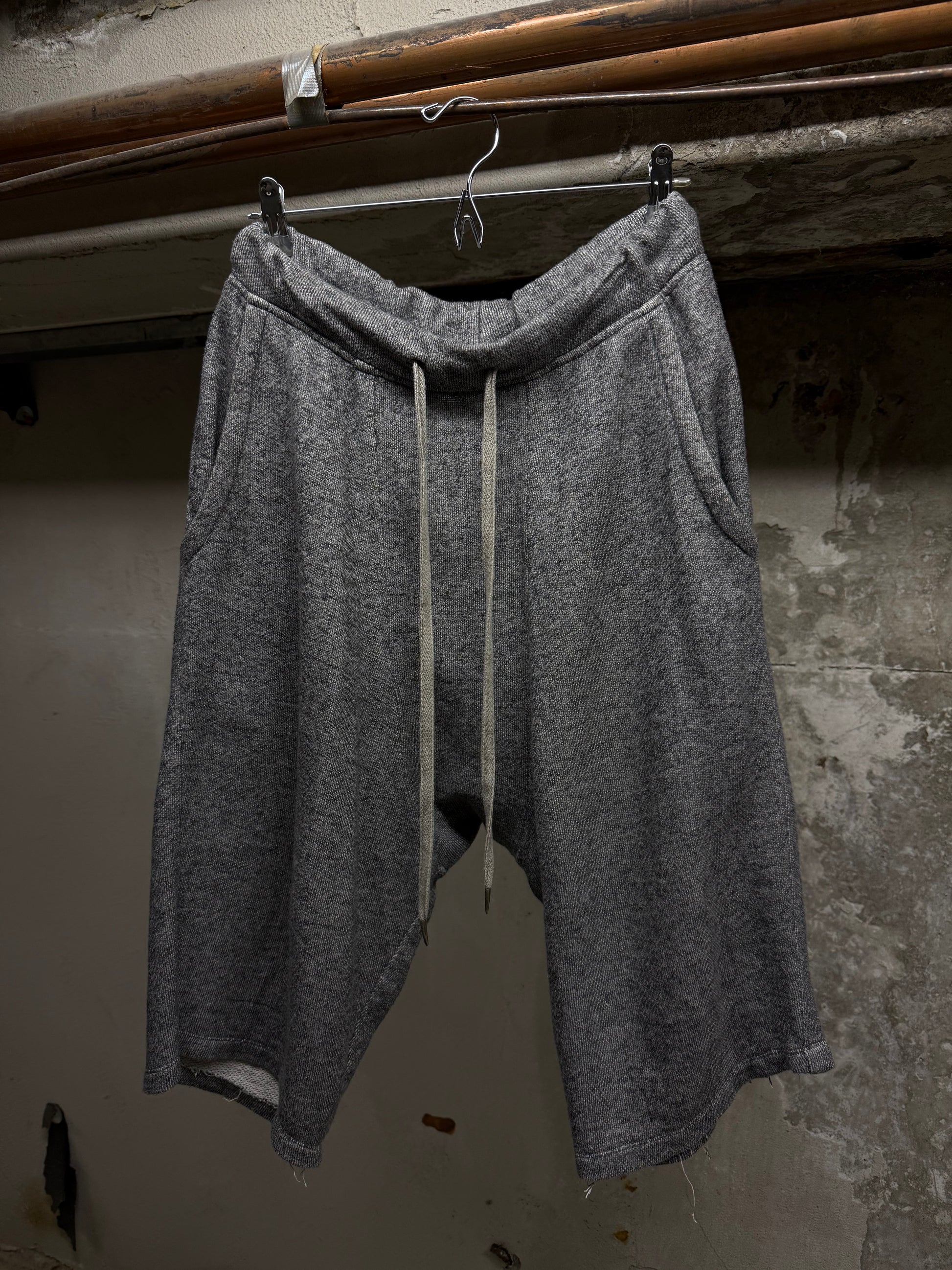 14thAddiction Early 00s Grey French Terry Drop-crotch Shorts | Archive Fashion Toronto
