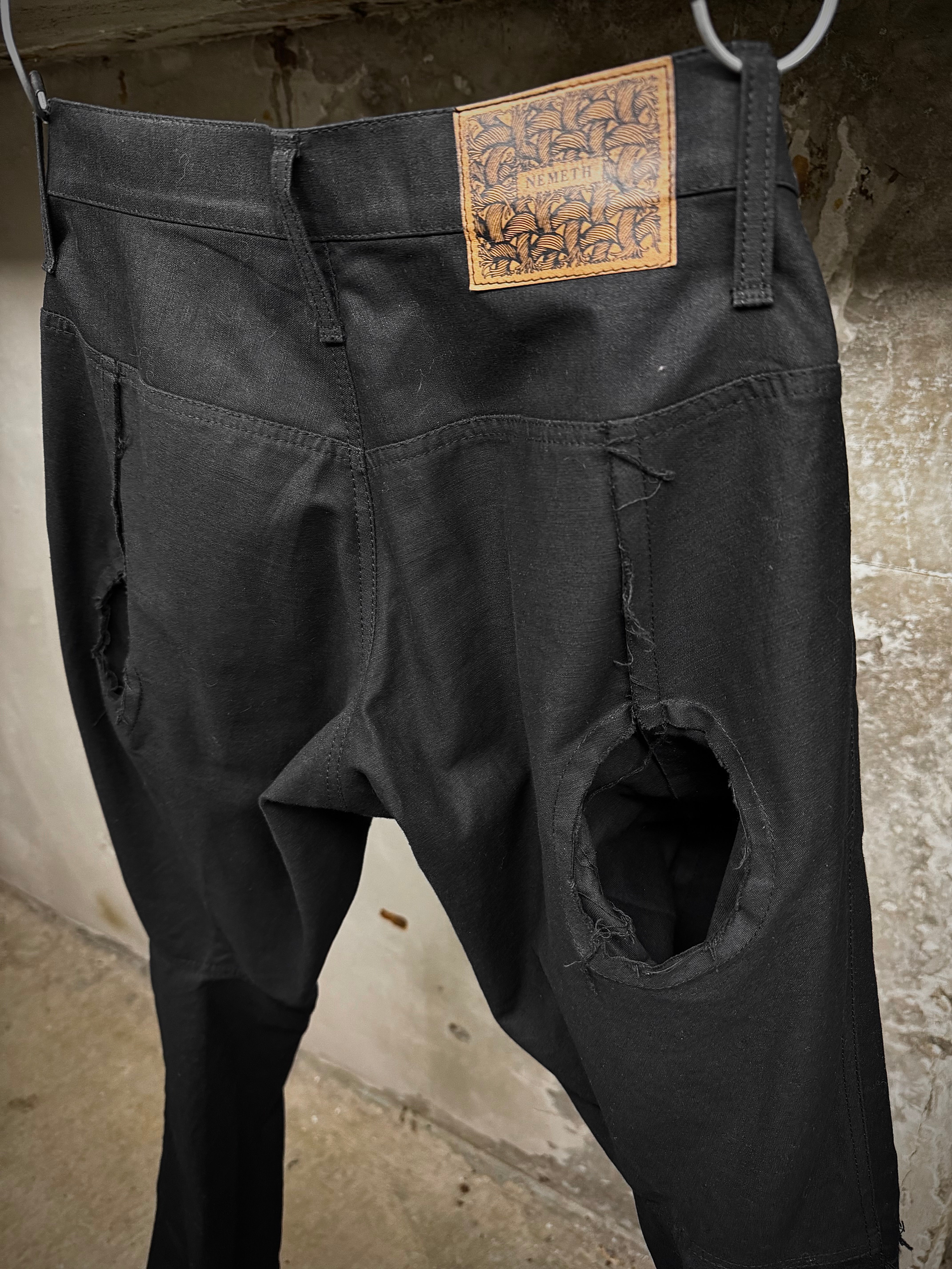 【NEMETH】check pants/Y2K/c-boy/swag/立体裁断 Christopher Nemeth 3D Structure Repaired Knee Denim | DRIEW