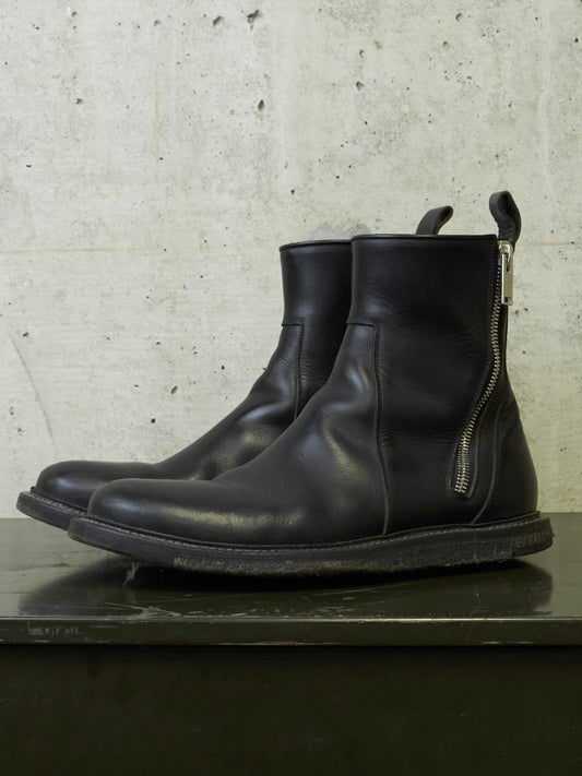 Rick Owens AW13 “PLINTH” Dual Zip Crepe Sole Calf Leather Boots