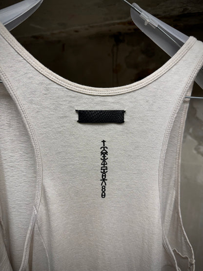 IfSixWasNine 'No. BONE-2/TK/M' Asymmetrical Raw Hem Cut Tank Top detail | DRIEW GARMENTS