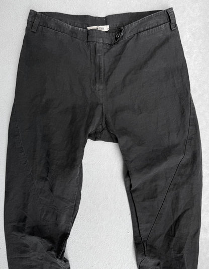 DAMIR DOMA Black Linen Twisted Leg Skinny Trousers