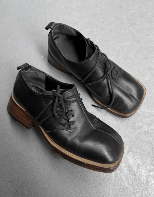 Koji Kuga Vintage 90s Square Toe Leather Lace-up Derbies