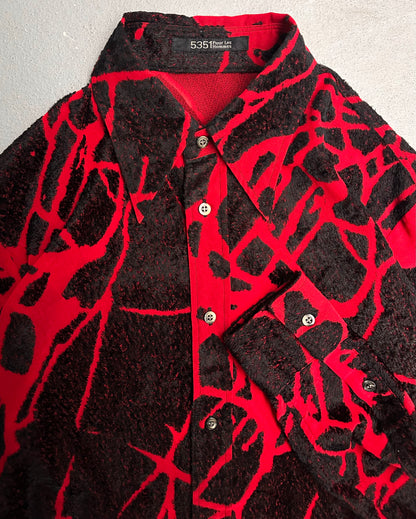 5351 Pour Les Hommes Early 00s Velour “Blood” Button-up Shirt