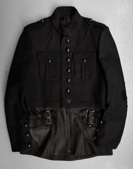 Number (N)ine AW06 “NOIR”Leather Hybrid Wool Napoleon Jacket