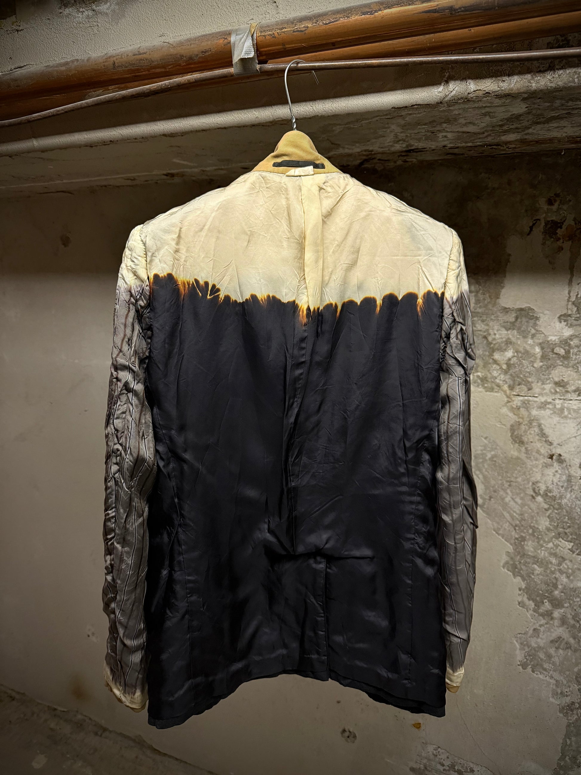 COMME des GARÇONS HOMME PLUS EVERGREEN AW08 Two Toned Bleached Wool Blazer detail | DRIEW GARMENTS