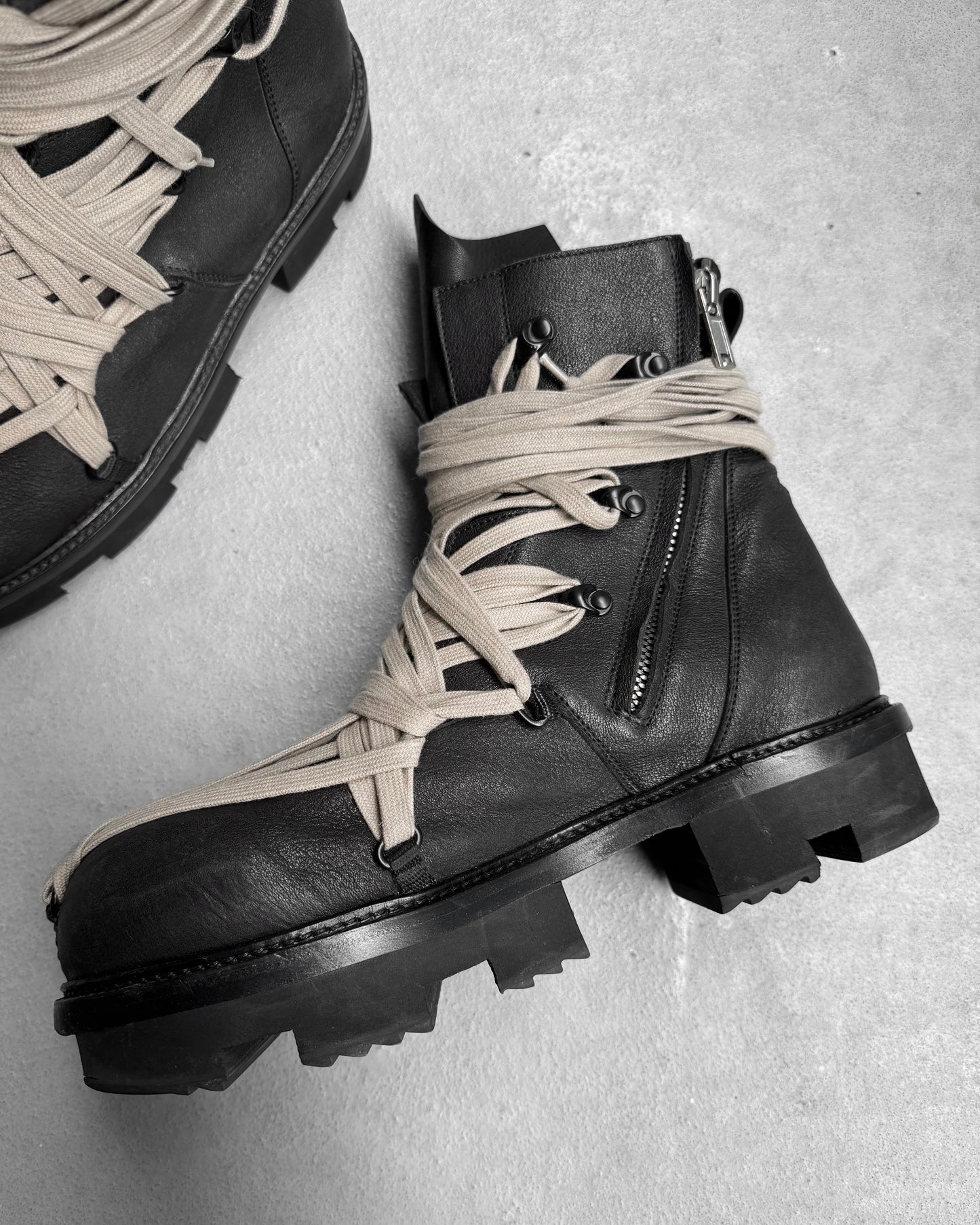 Rick Owens SS20 “TECUATL” Megalace Lace-up Army Boots