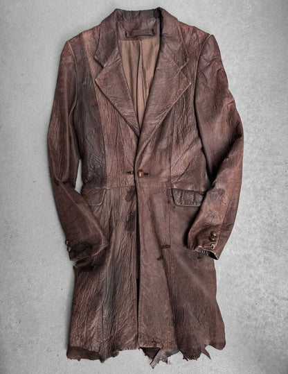 MiharaYasuhiro Early 00s Distressed Sheepskin Leather Coat