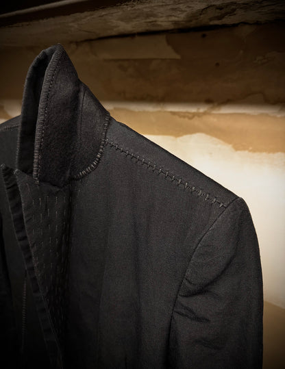 Leopold Bossert SS17 Selvedge Overlock Peak Lapel Linen Ramie Blazer detail | DRIEW GARMENTS