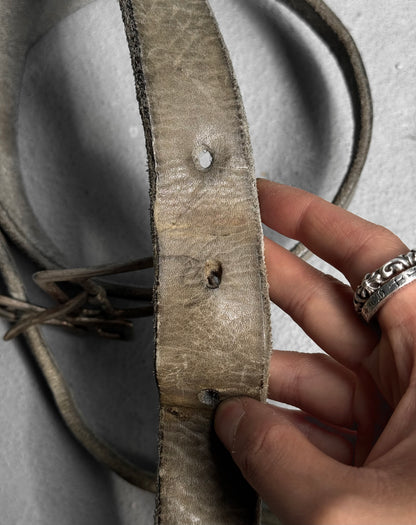 Carol Christian Poell ‘AM/2540 BELPIB-PCC’ Dark Grey Object-dyed Cow Leather Twin Buckle Diverging Belt