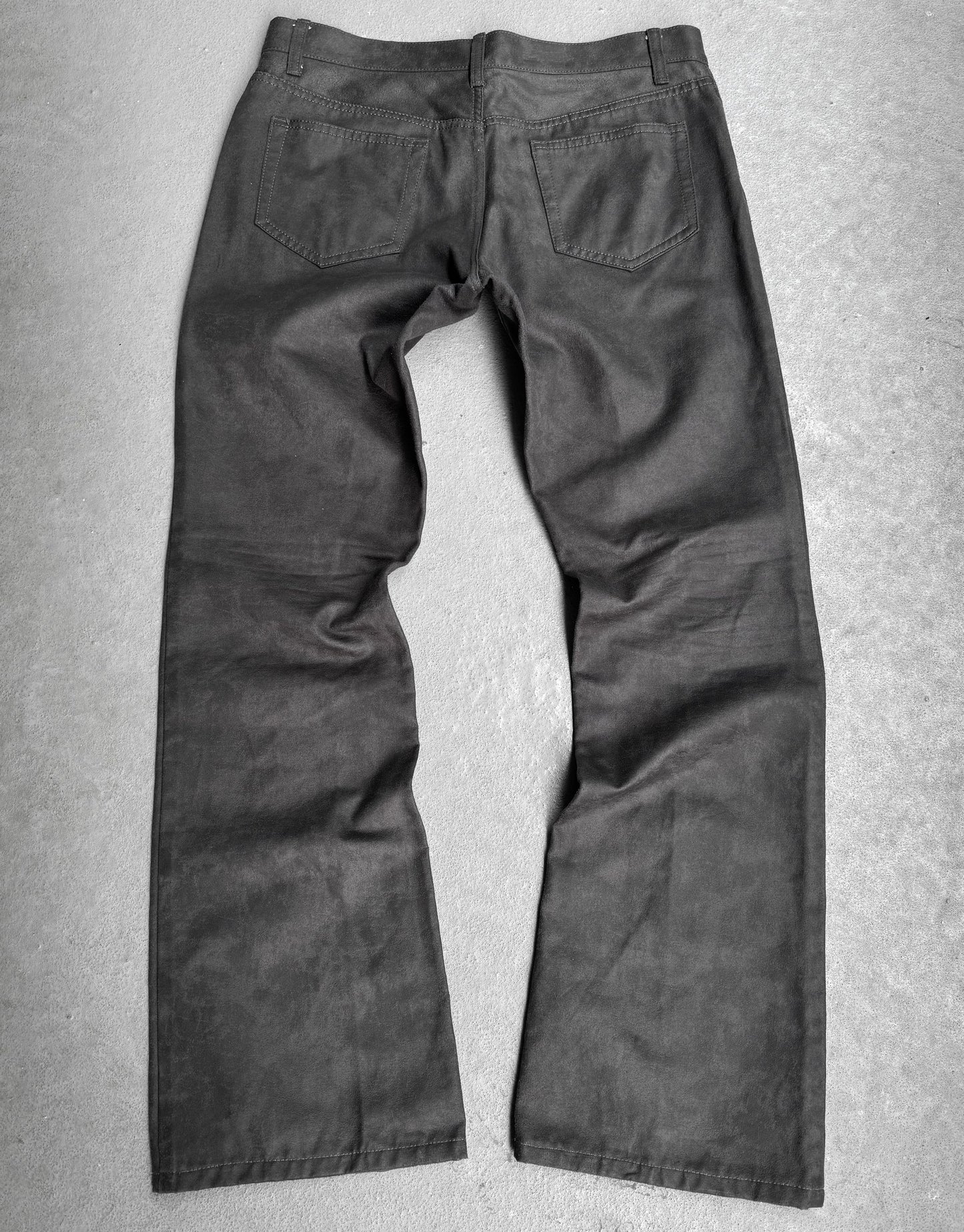 5351 Pour Les Hommes Early 00s Grey Wax Coated Bootcut Flare Pants