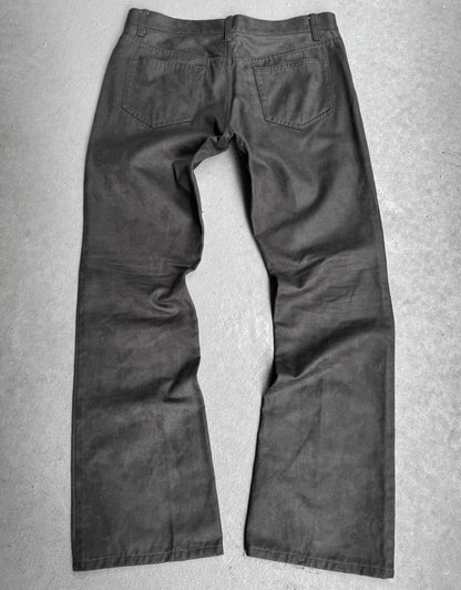 5351 Pour Les Hommes Early 00s Grey Wax Coated Bootcut Flare Pants