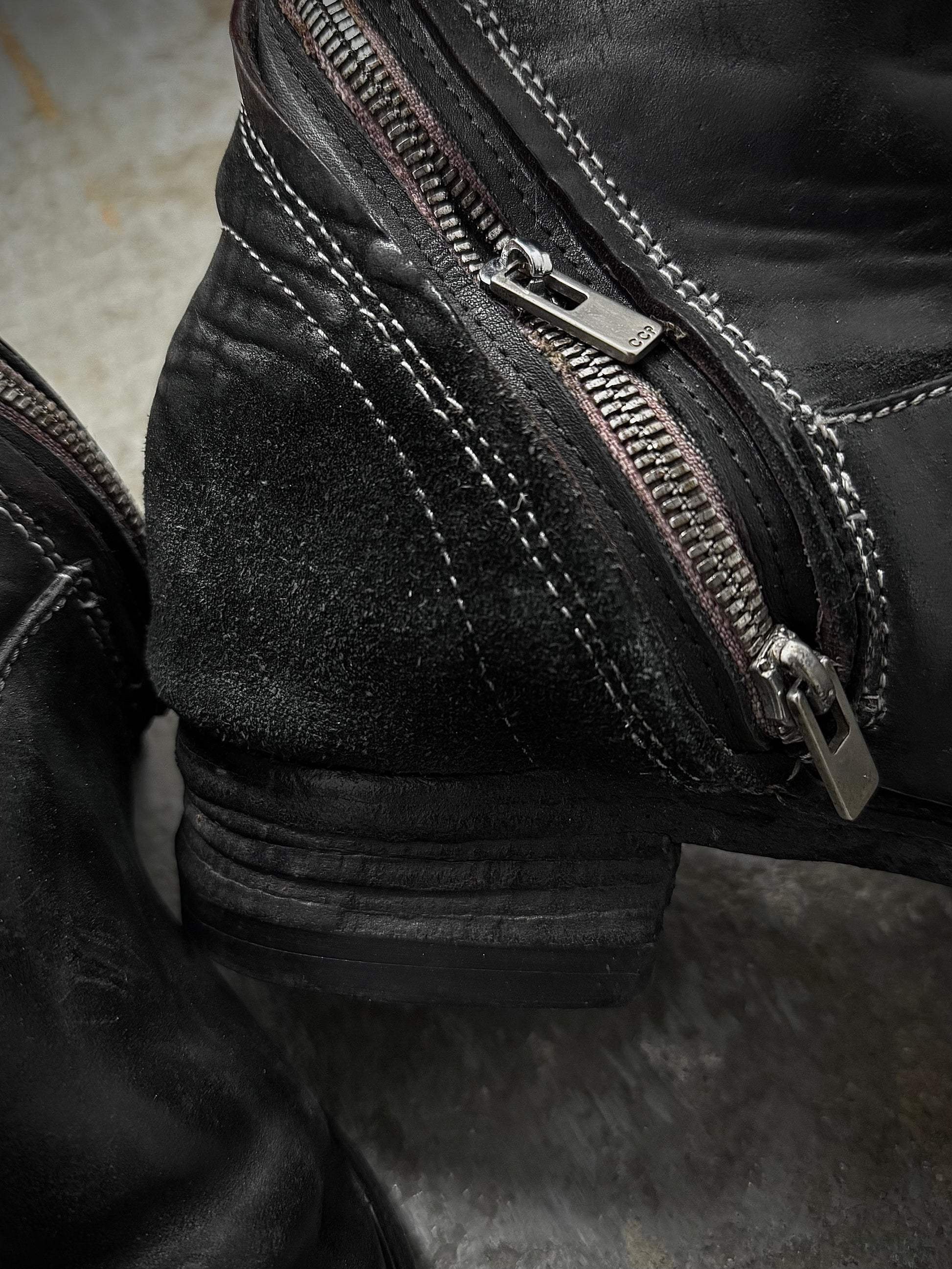 Carol Christian Poell 'AM/2601 CUBS-PTC/10' Object-dyed Horse Culatta Leather Tornado Boots detail | DRIEW GARMENTS