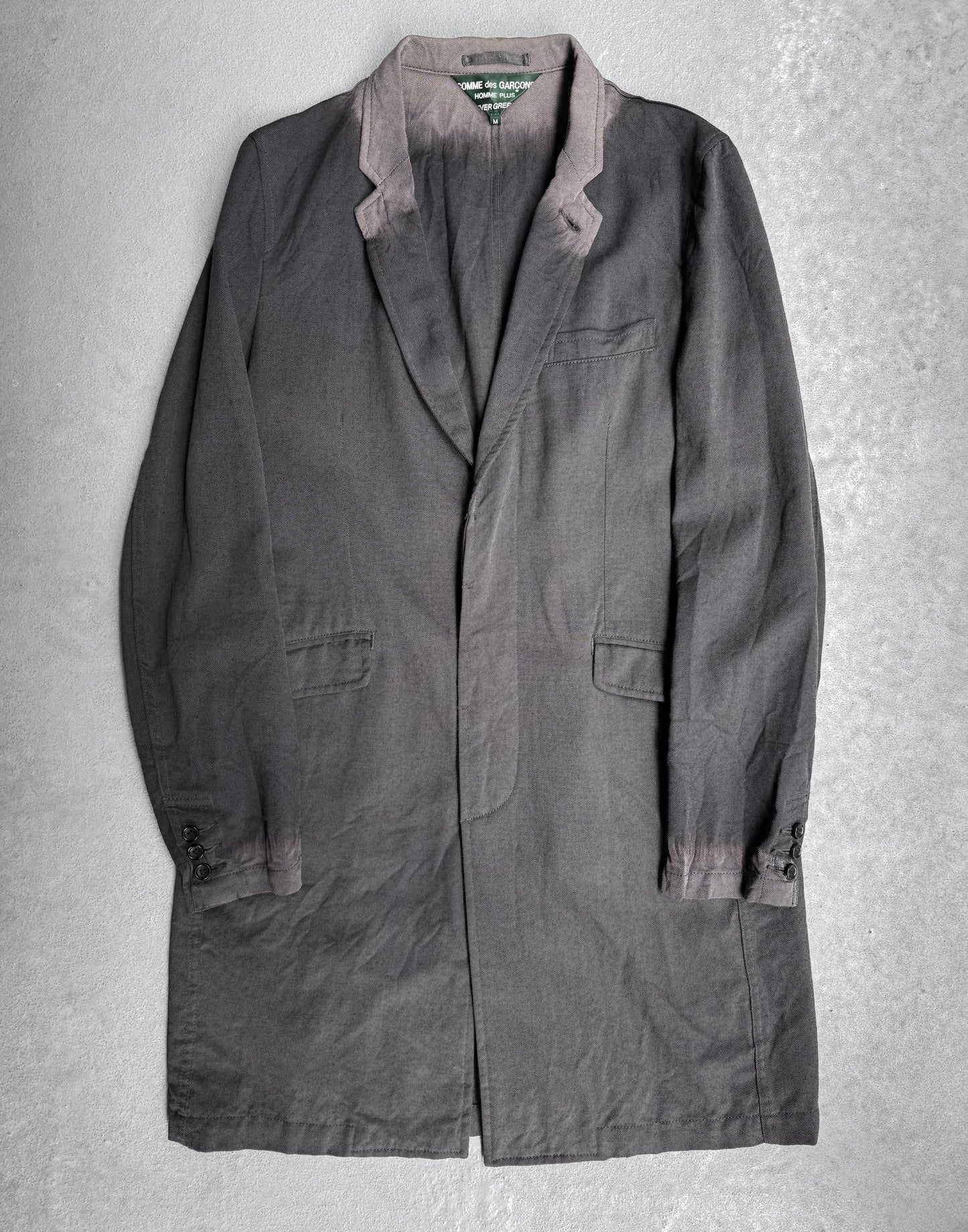 COMME des GARÇONS HOMME PLUS EVERGREEN SS08 Acid Bleached Button-up Coat