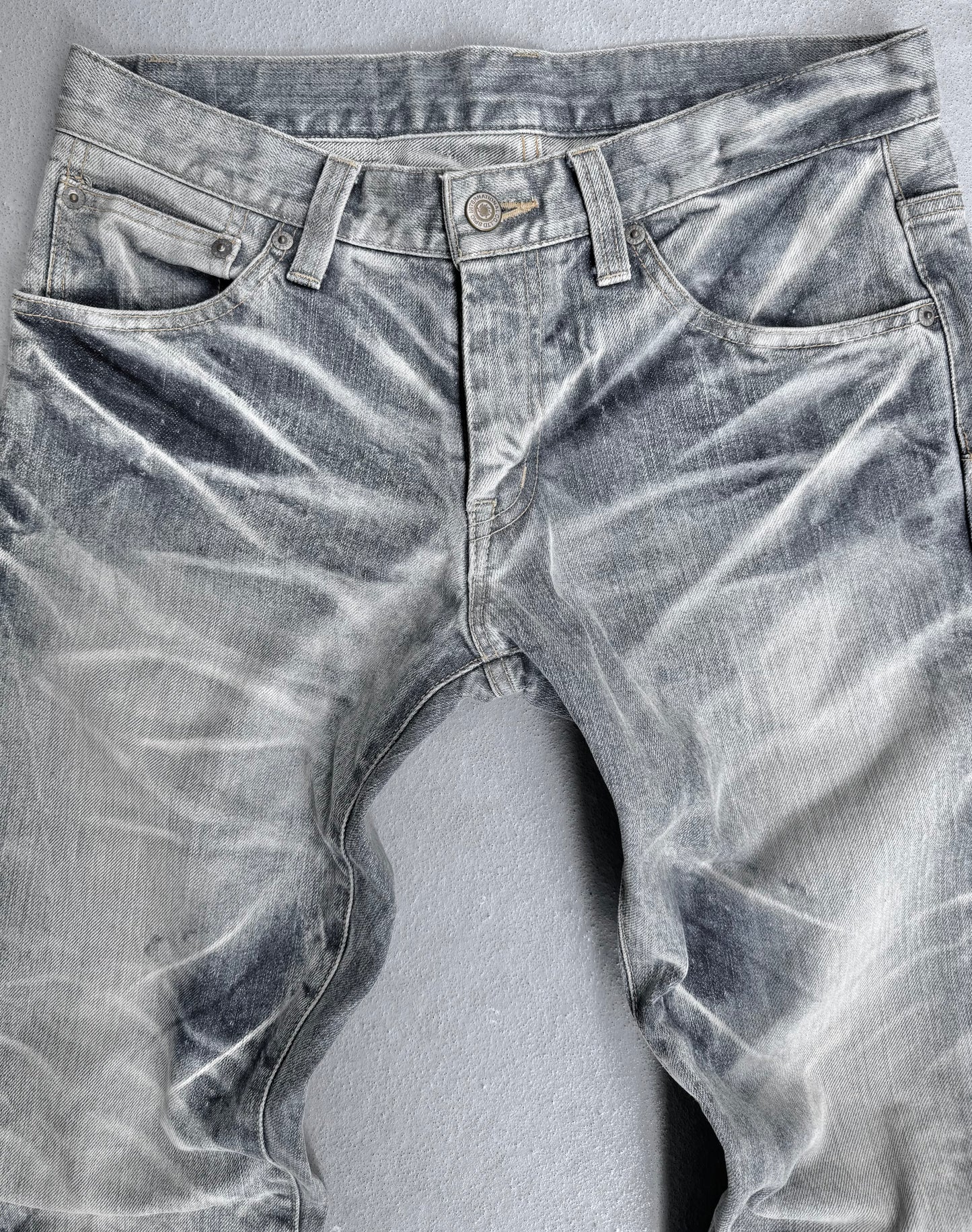 Tornado Mart Early 00s Washed Blue Whisker Flare Bootcut Denim
