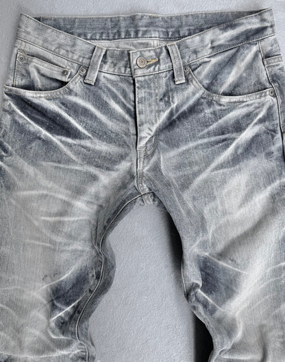 Tornado Mart Early 00s Washed Blue Whisker Flare Bootcut Denim