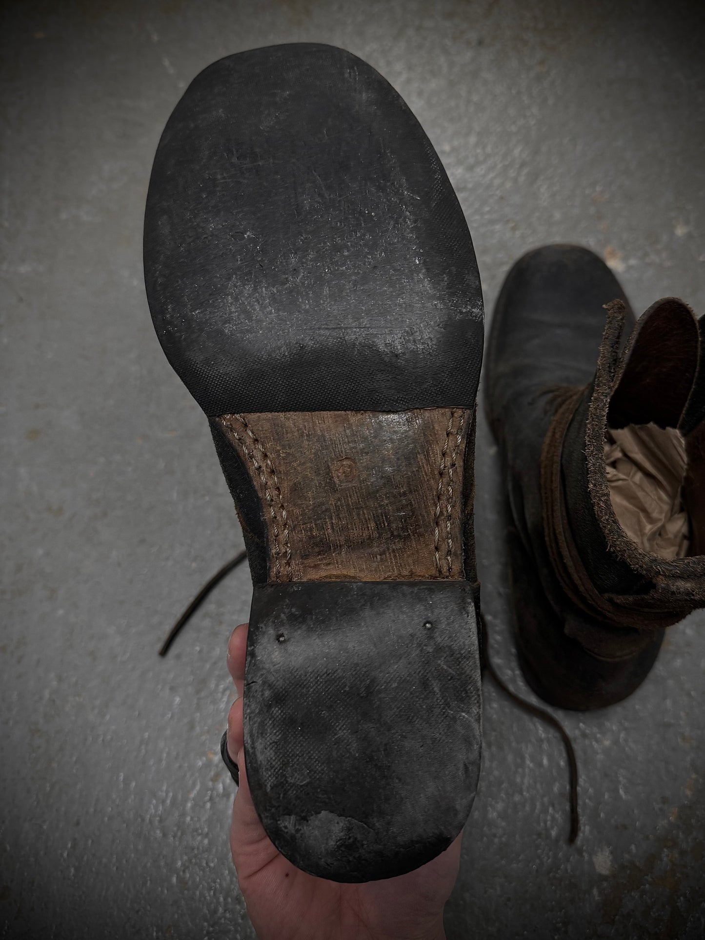 Carpe Diem Early 00s Distressed Horse Leather ‘S23M’ Lace-up Boots